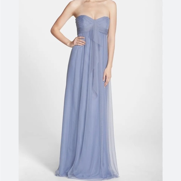 AMSALE Women’s Light Blue Drape Front Convertible Halter Strapless Formal Dress - Picture 1 of 5